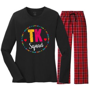 TK Squad Tee Transitional Kindergarten Teacher Team Crew Women's Long Sleeve Flannel Pajama Set 