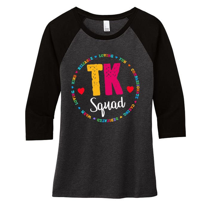 TK Squad Tee Transitional Kindergarten Teacher Team Crew Women's Tri-Blend 3/4-Sleeve Raglan Shirt