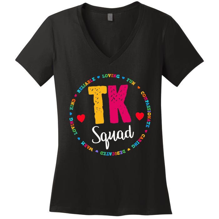 TK Squad Tee Transitional Kindergarten Teacher Team Crew Women's V-Neck T-Shirt