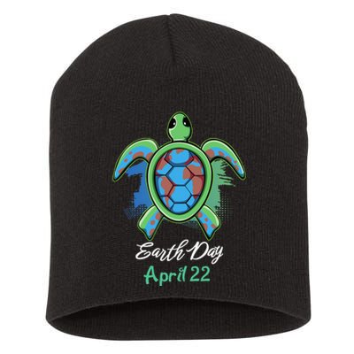 Turtle Sea Turtle Planet April 22 Earth Day Save The Short Acrylic Beanie