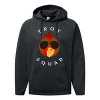 Trot Squad Turkey Face With Sunglasses Performance Fleece Hoodie