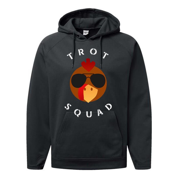 Trot Squad Turkey Face With Sunglasses Performance Fleece Hoodie