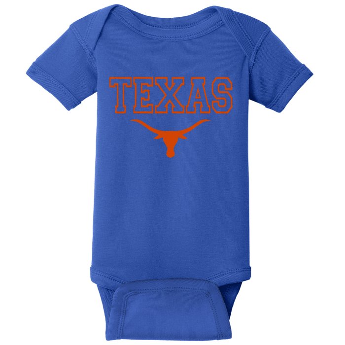 Texas State Tx Vintage Bull Head Proud Texans Baby Bodysuit