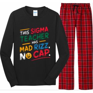 This Sigma Teacher Has Mad Rizz No Cap Funny Sigma Teacher Long Sleeve Pajama Set