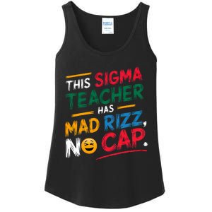 This Sigma Teacher Has Mad Rizz No Cap Funny Sigma Teacher Ladies Essential Tank