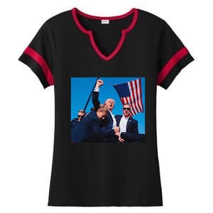 Trump Shot Trump Shooting Trump 2024 Donald Trump Fight Fist 2024 Ladies Halftime Notch Neck Tee