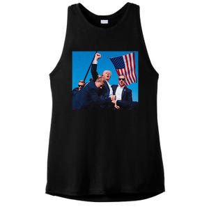 Trump Shot Trump Shooting Trump 2024 Donald Trump Fight Fist 2024 Ladies PosiCharge Tri-Blend Wicking Tank