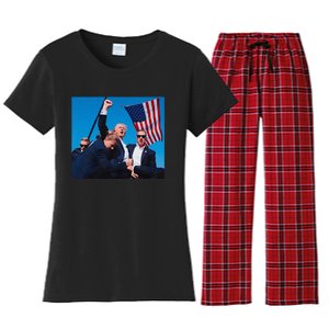 Trump Shot Trump Shooting Trump 2024 Donald Trump Fight Fist 2024 Women's Flannel Pajama Set