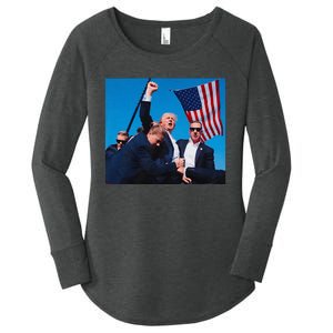 Trump Shot Trump Shooting Trump 2024 Donald Trump Fight Fist 2024 Women's Perfect Tri Tunic Long Sleeve Shirt