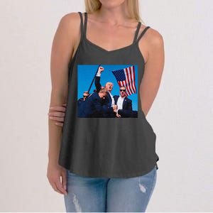 Trump Shot Trump Shooting Trump 2024 Donald Trump Fight Fist 2024 Women's Strappy Tank