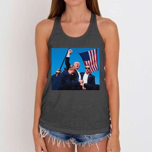 Trump Shot Trump Shooting Trump 2024 Donald Trump Fight Fist 2024 Women's Knotted Racerback Tank