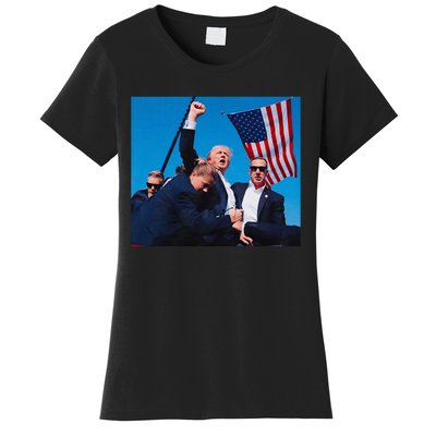 Trump Shot Trump Shooting Trump 2024 Donald Trump Fight Fist 2024 Women's T-Shirt