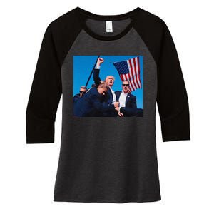 Trump Shot Trump Shooting Trump 2024 Donald Trump Fight Fist 2024 Women's Tri-Blend 3/4-Sleeve Raglan Shirt