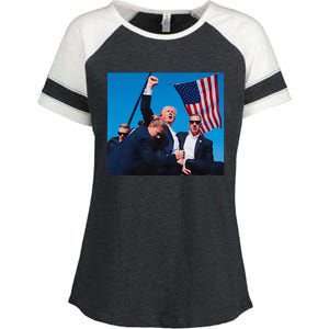 Trump Shot Trump Shooting Trump 2024 Donald Trump Fight Fist 2024 Enza Ladies Jersey Colorblock Tee