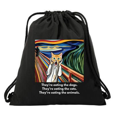 The Scream Theyre Eating The Dogs Theyre Eating The Cats Drawstring Bag