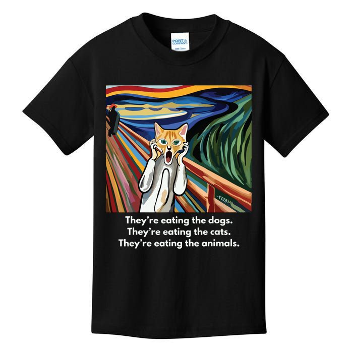 The Scream Theyre Eating The Dogs Theyre Eating The Cats Kids T-Shirt