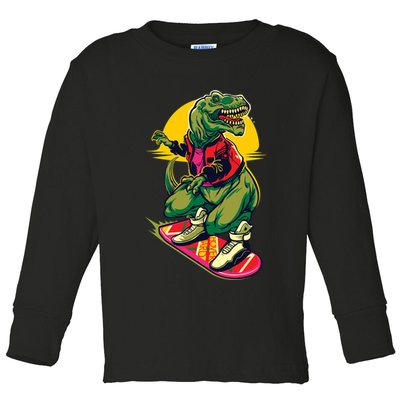 Trex Skating Toddler Long Sleeve Shirt