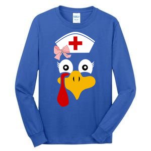 Thanksgiving Scrub Tops Turkey Nurse Holiday Nursing Gift Tall Long Sleeve T-Shirt