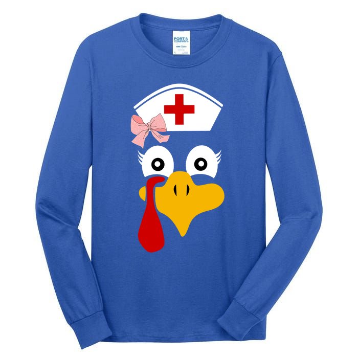 Thanksgiving Scrub Tops Turkey Nurse Holiday Nursing Gift Tall Long Sleeve T-Shirt