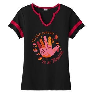 Thankful Season Turkey Ladies Halftime Notch Neck Tee