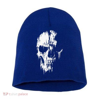 Tattered Skull Short Acrylic Beanie