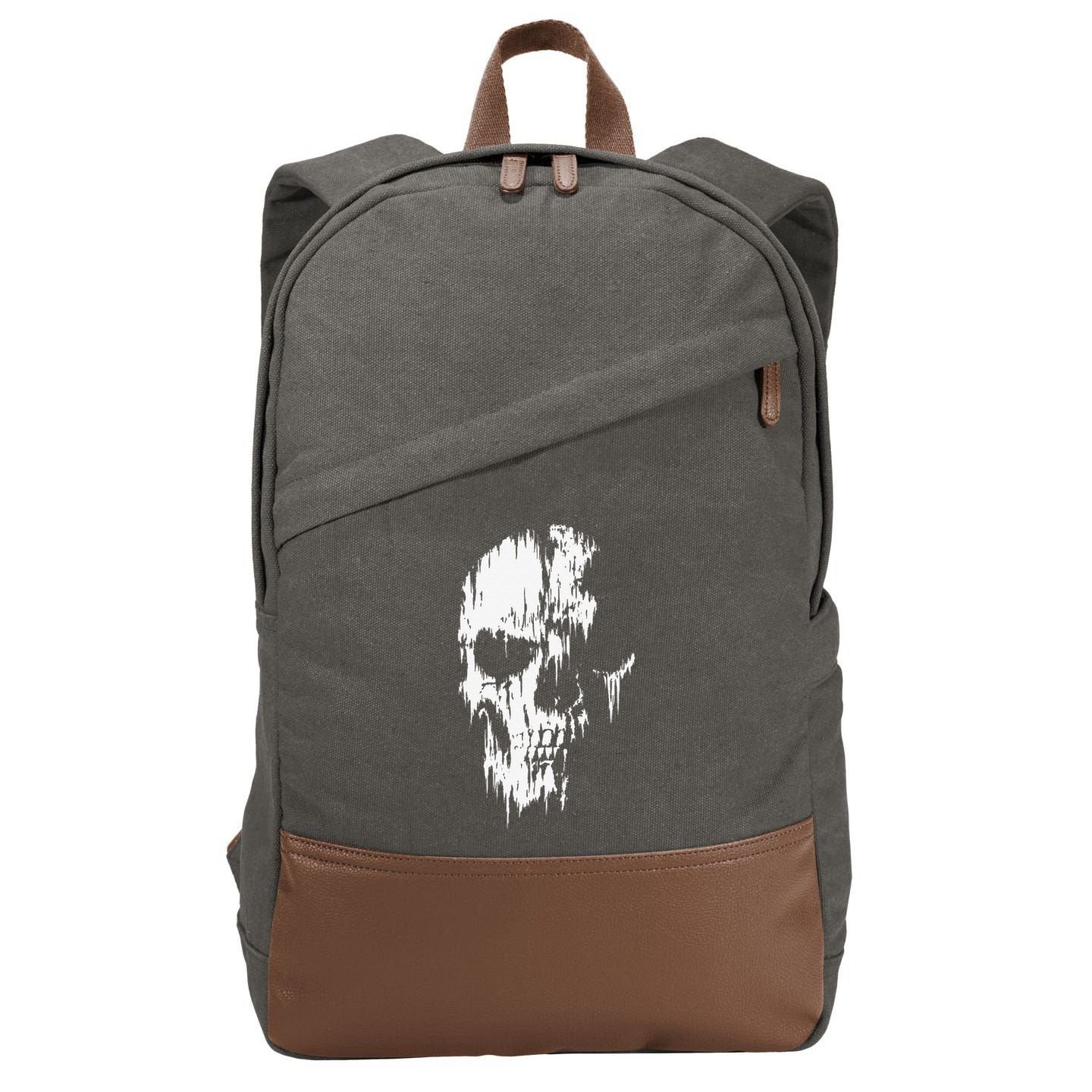 Tattered Skull Cotton Canvas Backpack