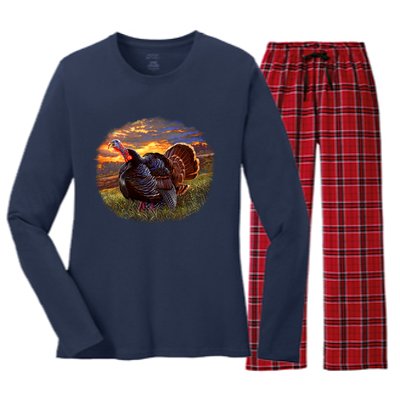 The Sunrise Turkey Women's Long Sleeve Flannel Pajama Set 