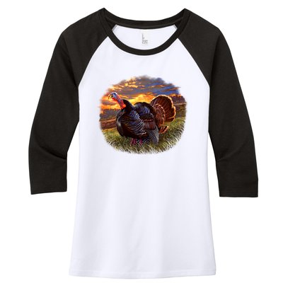 The Sunrise Turkey Women's Tri-Blend 3/4-Sleeve Raglan Shirt