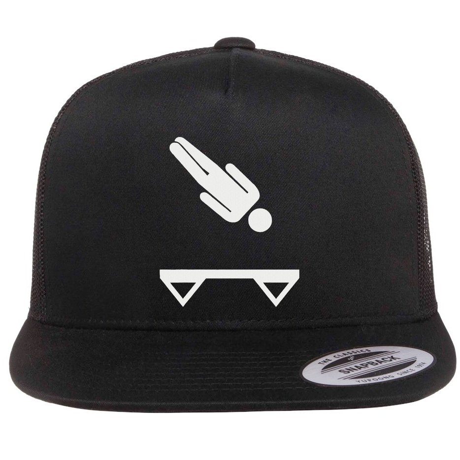 Trampoline Symbol Flat Bill Trucker Hat