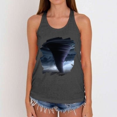 Tornado Storm Tornados Nature Weather Chaser Meteorologist Women's Knotted Racerback Tank