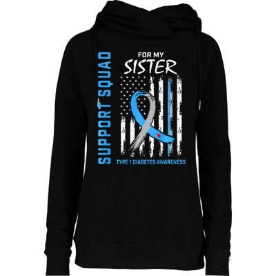 T1D Sister Type 1 Diabetes Awareness Flag Gifts Back Graphic Womens Funnel Neck Pullover Hood