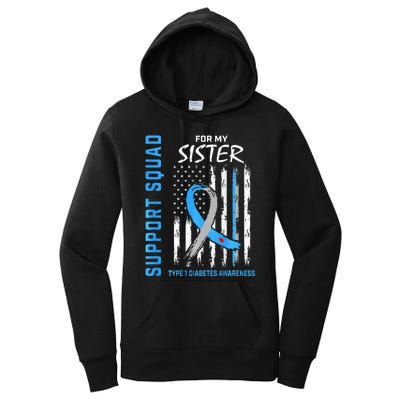 T1D Sister Type 1 Diabetes Awareness Flag Gifts Back Graphic Women's Pullover Hoodie