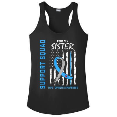 T1D Sister Type 1 Diabetes Awareness Flag Gifts Back Graphic Ladies PosiCharge Competitor Racerback Tank