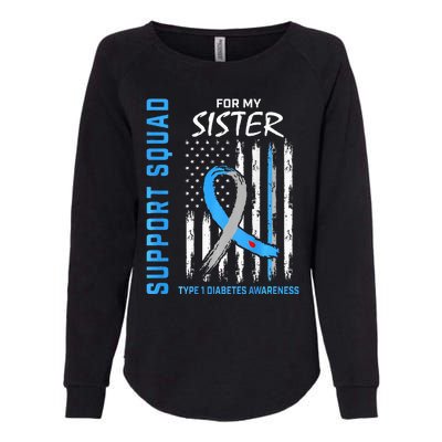 T1D Sister Type 1 Diabetes Awareness Flag Gifts Back Graphic Womens California Wash Sweatshirt