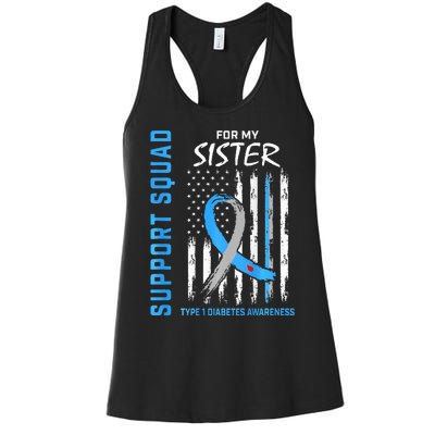 T1D Sister Type 1 Diabetes Awareness Flag Gifts Back Graphic Women's Racerback Tank