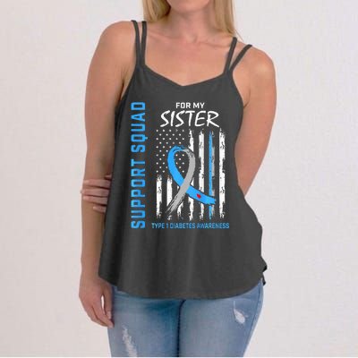 T1D Sister Type 1 Diabetes Awareness Flag Gifts Back Graphic Women's Strappy Tank