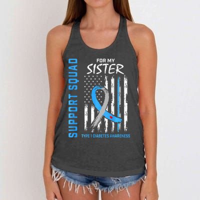 T1D Sister Type 1 Diabetes Awareness Flag Gifts Back Graphic Women's Knotted Racerback Tank