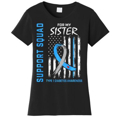 T1D Sister Type 1 Diabetes Awareness Flag Gifts Back Graphic Women's T-Shirt