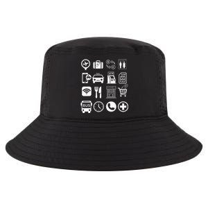 Travel Symbols Travel Icons Point and Ask Abroad Traveler  Cool Comfort Performance Bucket Hat