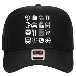 Travel Symbols Travel Icons Point and Ask Abroad Traveler  High Crown Mesh Back Trucker Hat