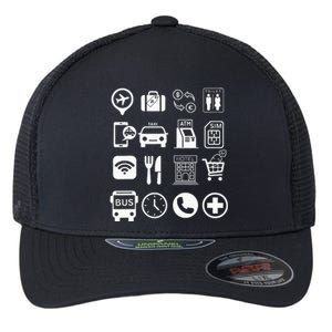 Travel Symbols Travel Icons Point and Ask Abroad Traveler  Flexfit Unipanel Trucker Cap