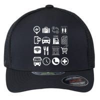 Travel Symbols Travel Icons Point and Ask Abroad Traveler  Flexfit Unipanel Trucker Cap