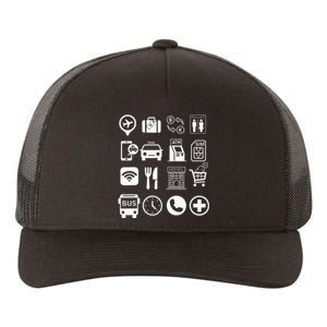 Travel Symbols Travel Icons Point and Ask Abroad Traveler  Yupoong Adult 5-Panel Trucker Hat