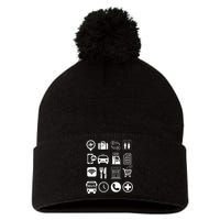 Travel Symbols Travel Icons Point and Ask Abroad Traveler  Pom Pom 12in Knit Beanie