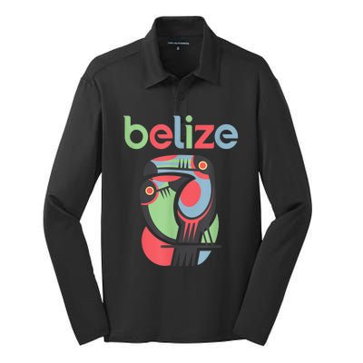 Tropical Summer Toucan Bird Colorful Belize Souvenir Silk Touch Performance Long Sleeve Polo