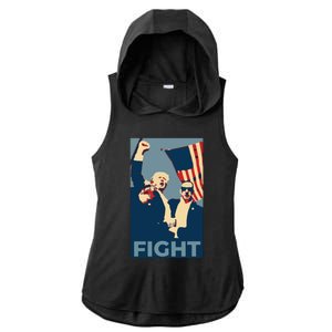 Trump Shot Trump Fight Ladies PosiCharge Tri-Blend Wicking Draft Hoodie Tank