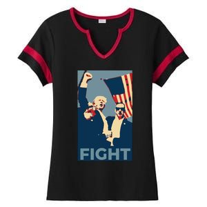 Trump Shot Trump Fight Ladies Halftime Notch Neck Tee