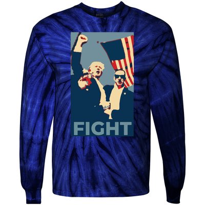 Trump Shot Trump Fight Tie-Dye Long Sleeve Shirt