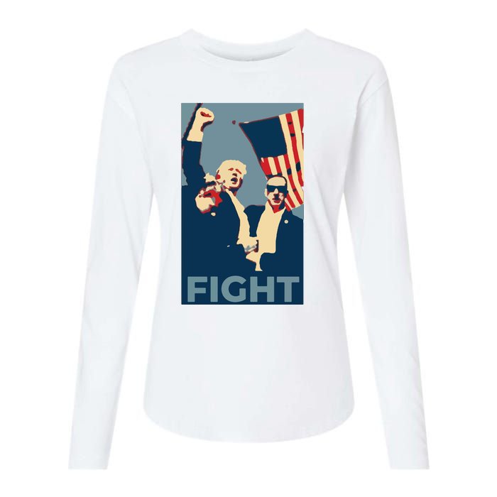 Trump Shot Trump Fight Womens Cotton Relaxed Long Sleeve T-Shirt