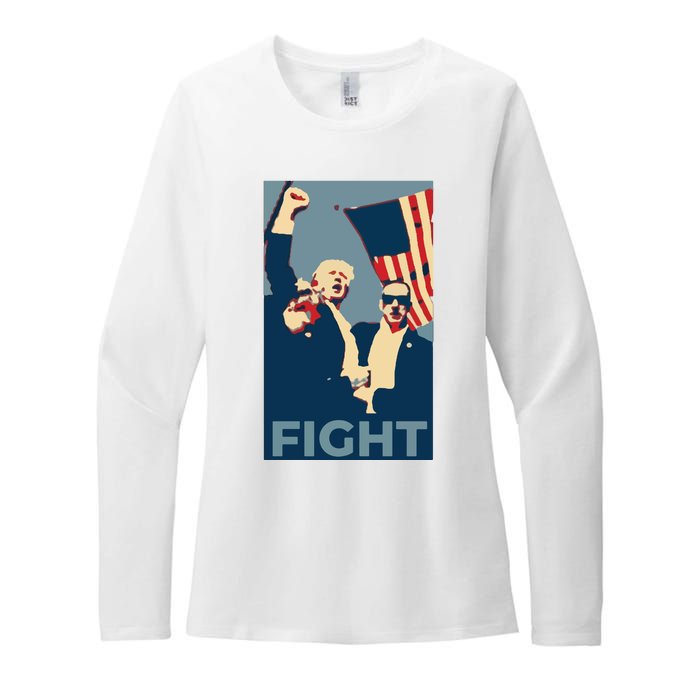 Trump Shot Trump Fight Womens CVC Long Sleeve Shirt